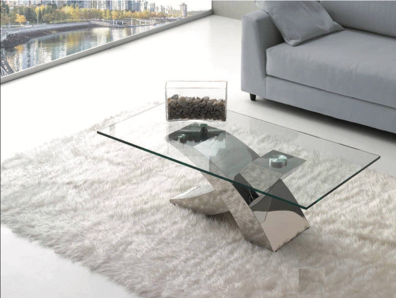 Mesa de centro rectangular con acero