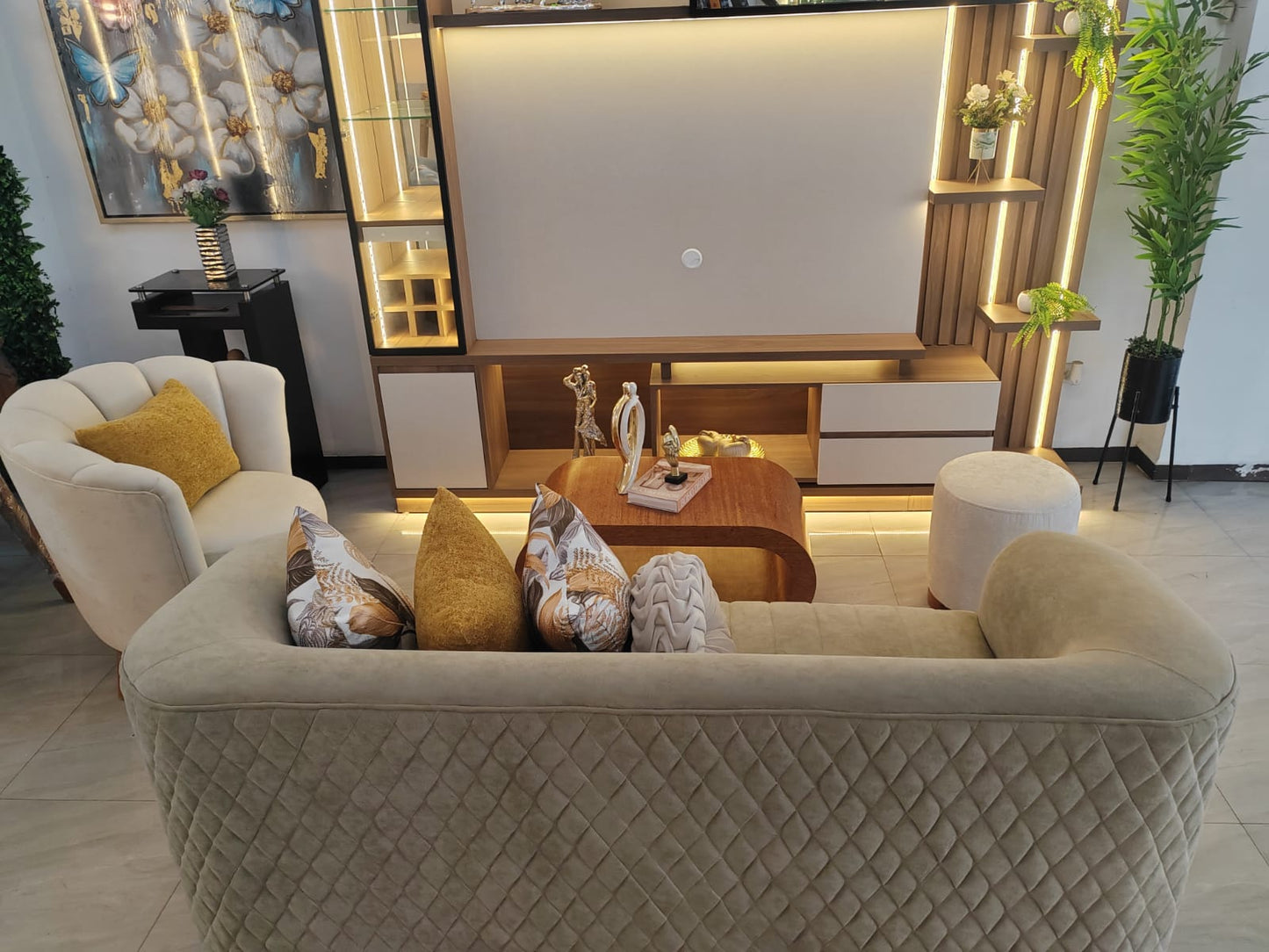 Juego de sala mueble Paris en departamento pequeño, vista 1 - Deco Muebles